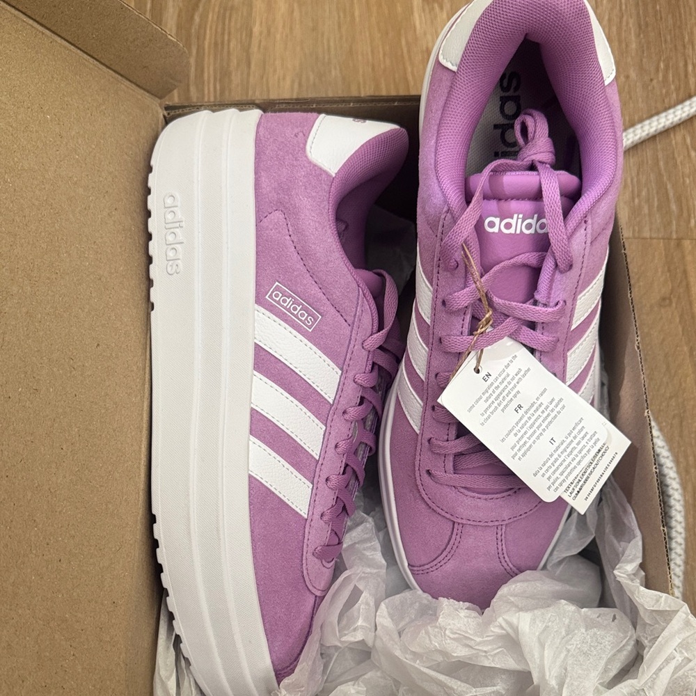 BRAND NEW adidas Women's Lavender Platform Sneakers - Lavender/White